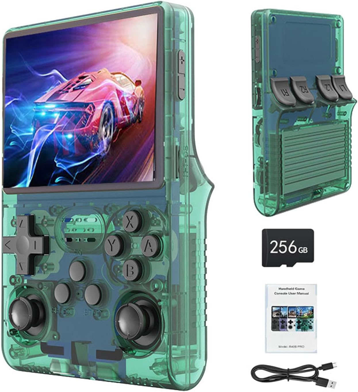 Handheld Game Console with 30000 Retro Games, 3.5 inch Mini HD IPS Screen Retro Console, 3800mAh Large Capacity, Built-in 256G Card, Support HDMI and TV Outpu