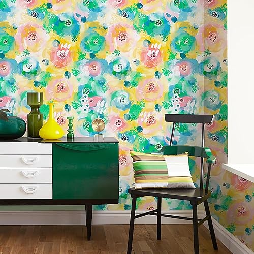 Miniatura 6 de FLUGGER Papel tapiz abstracto para despegar y pegar, diseño de arcoíris de caramelo, autoadhesivo, extraíble, calcomanías de pared para el hogar,