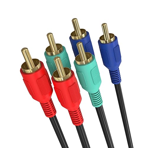 Cmple - 3 Cable RCA de 12 pies RGB Componente Audio Video RCA Cables macho a macho Cable AV para HDTV, Satélite, Home Theater - Negro