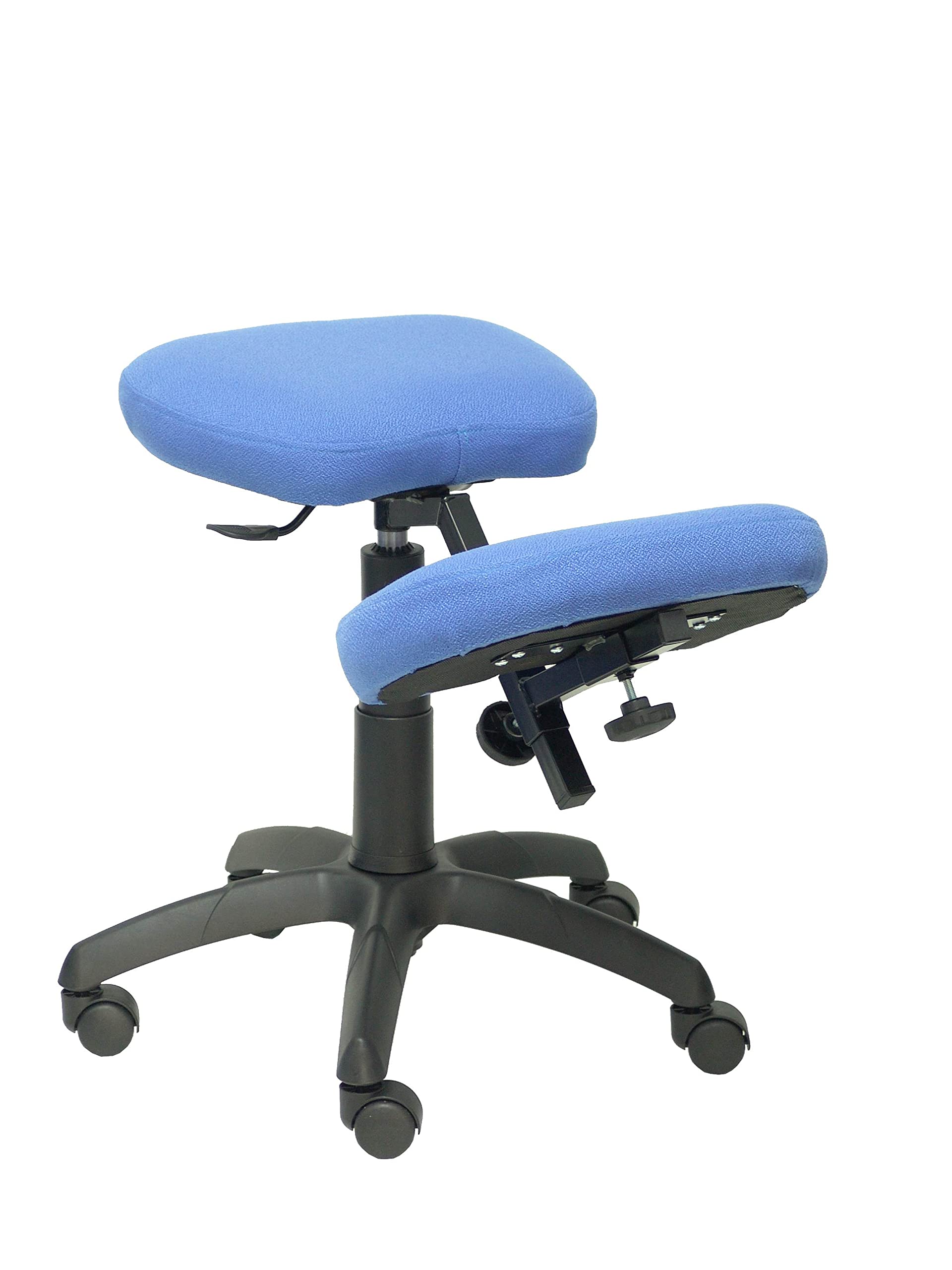 Silla Lietor Bali azul claro para evitar el dolor lumbar al trabajar