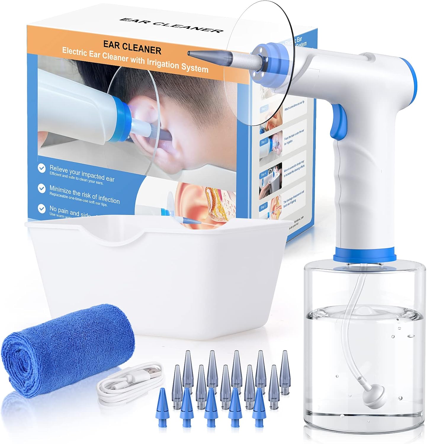 Ear Wax Removal, Ear Cleaner, Earwax Removal Kit, Manual Ear Irrigation Flushing System, Ear Cleaning Kit, Safe and Effective to Clean Ear Built Up Wax (Black) : Health & Household