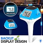 DeeprBlu 2025 New Iteration Solar Digital Pool Thermometer with Rope, Easy Read Extra Large Backilt LCD Display Floating Pool Thermometer, IP68 Waterproof Pools Water Temperature Gauge for Hot tub,Spa