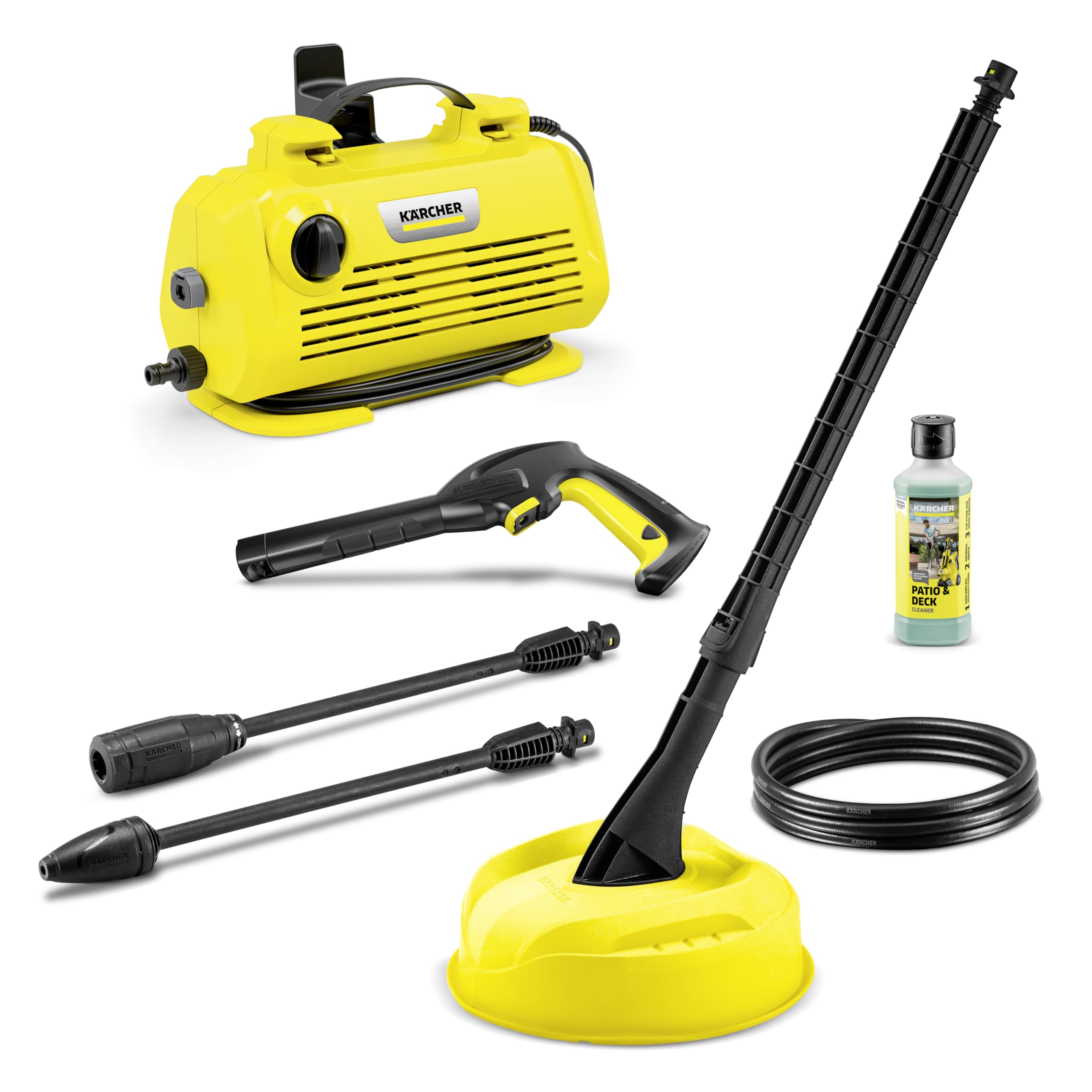 Kärcher K 2 Premium Horizontal Home - Idropulitrice ad Alta Pressione, 1400W, 110 bar, Idropulitrice Elettrica Acqua Fredda Compatta, Giallo/Nero