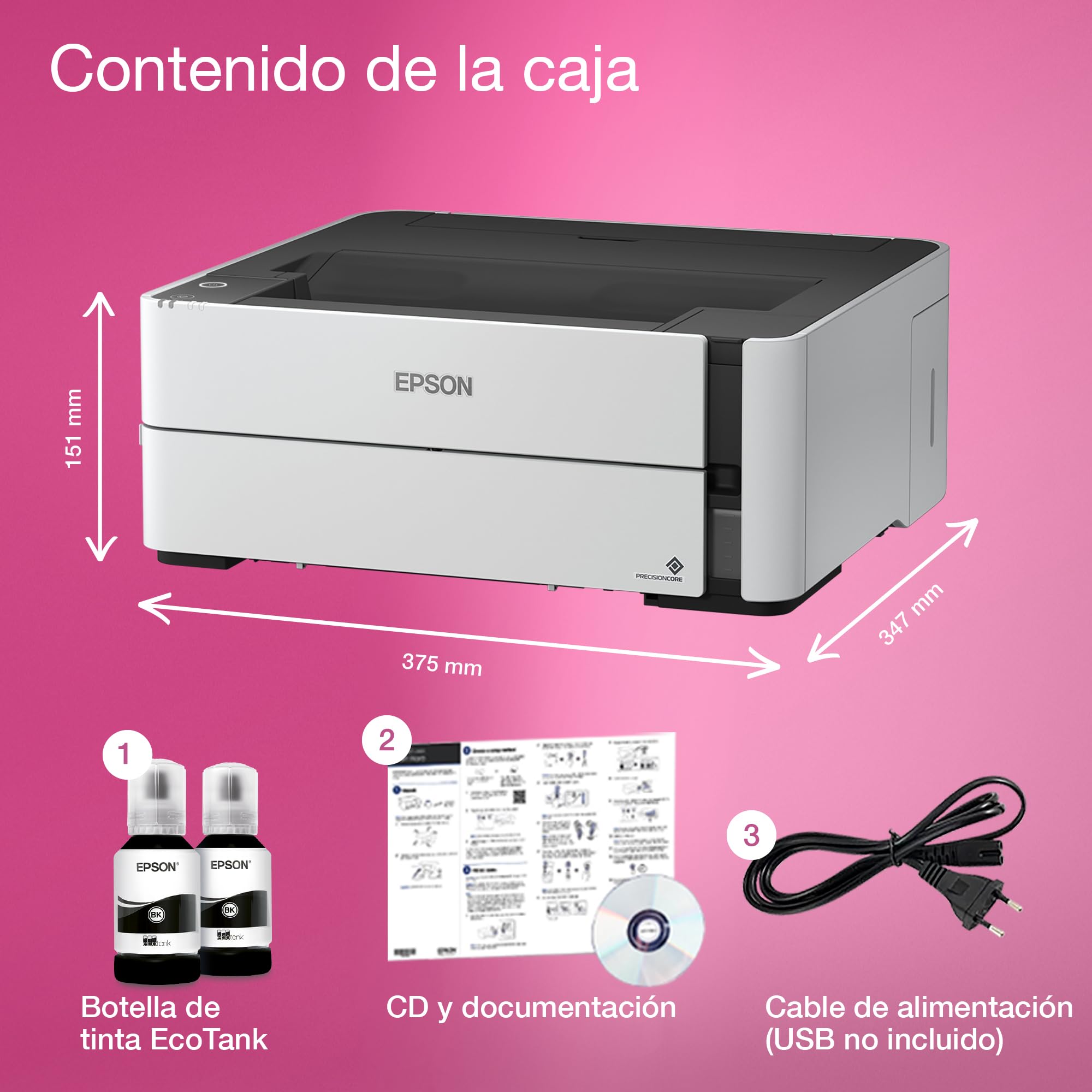 Impresora EcoTank ET-M1170 A4 monocromo con depósito de tinta y conexión Wi-Fi