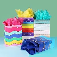 Vista 2 de Cmecial Bolsas de regalo de papel de 12.6 pulgadas con papel de seda, bolsas de regalo extra grandes con asas, bolsa de cumpleaños arcoíris