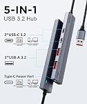 Aceele 10Gbps USB Hub 3.2 with 2 USB A & 2 USB C 3.2 Ports, USB 3.2 Splitter with 4Ft Extension Long Cable Cords, Aliuminum Multiple USB Extender for Laptop, PC, PS4/5, Hard Drive and More