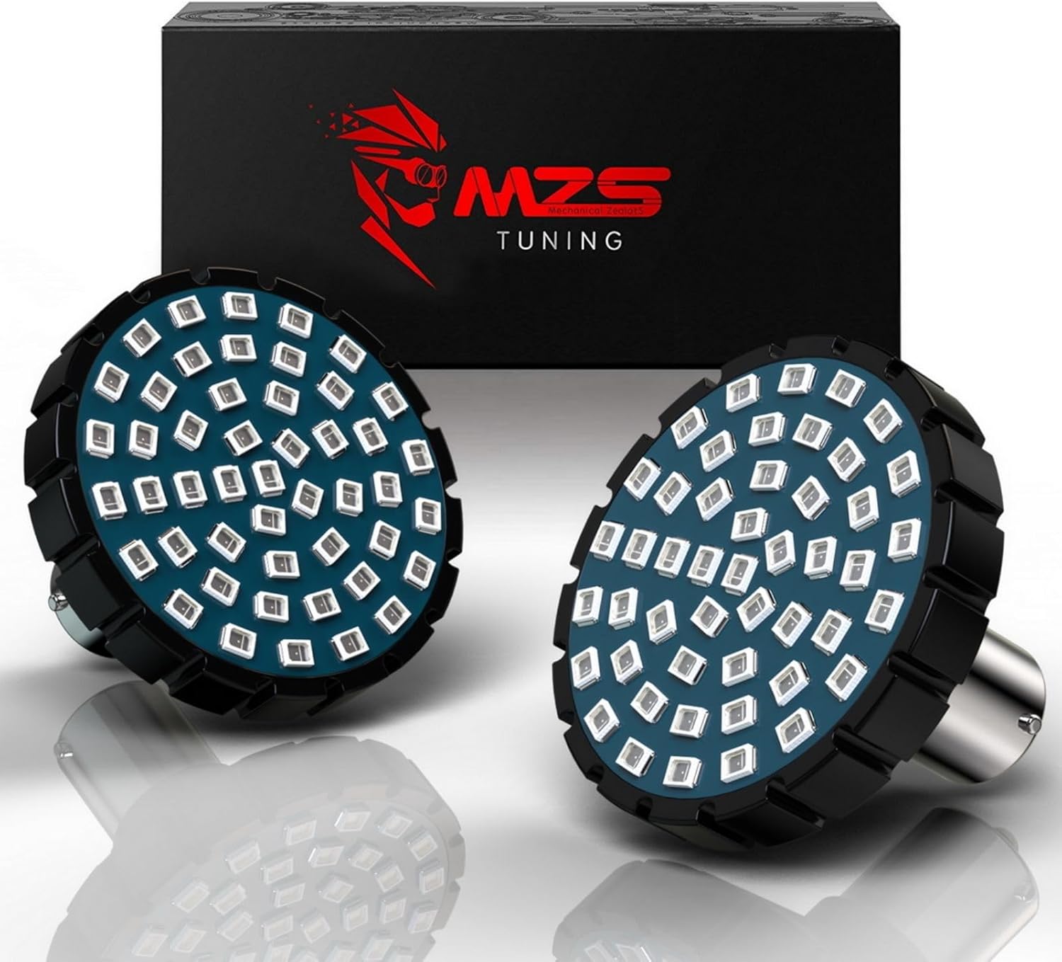 MZS 1156 Rear Motorcycle LED Turn Signals, Red Upgraded LED Beads 2" Bullet Style Single Contact Compatible For Most Family Motorcycles-Pack of 2