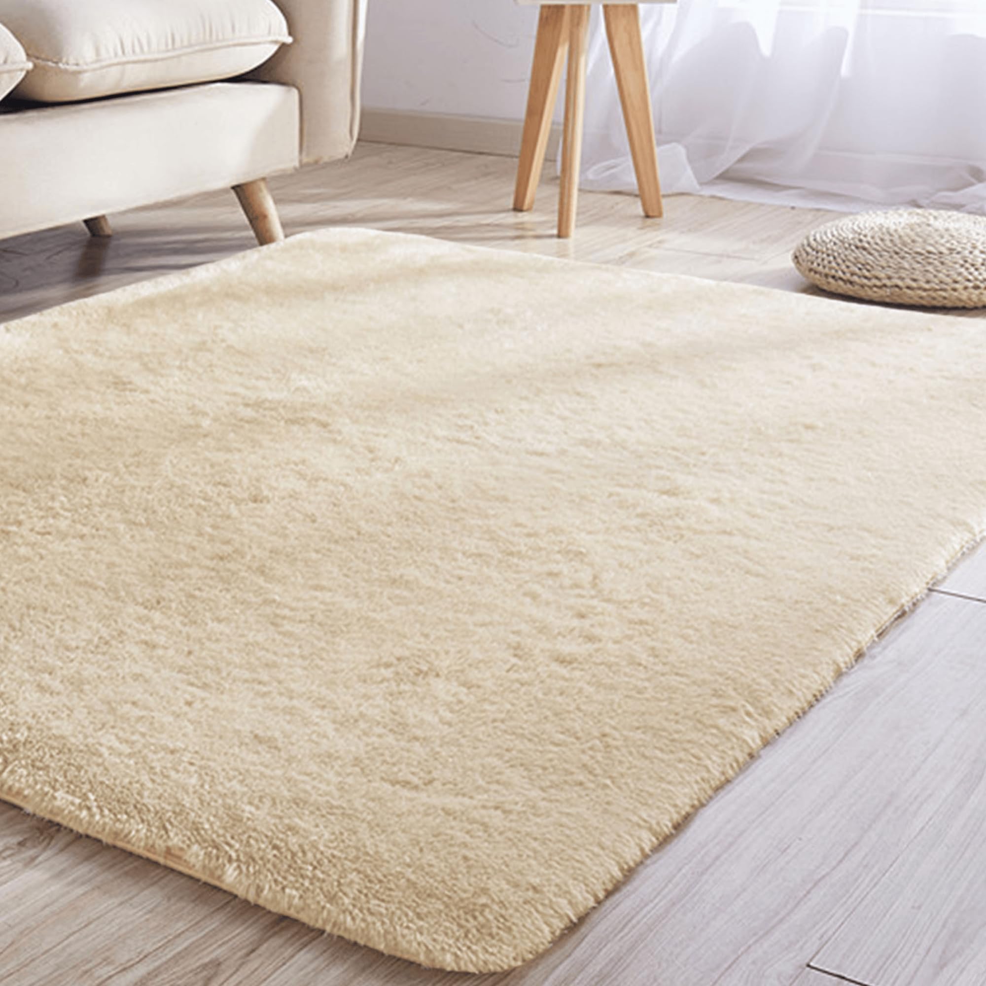 Tapis Salon Shaggy 200 x 280 cm Pelucheux Crème pour Chambre
