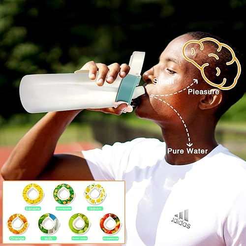 Miniatura 4 de Botella de agua de aire con 7 cápsulas de sabor, juego de iniciación de botella de agua potable de aire de 22.1 onzas líquidas con cápsulas de