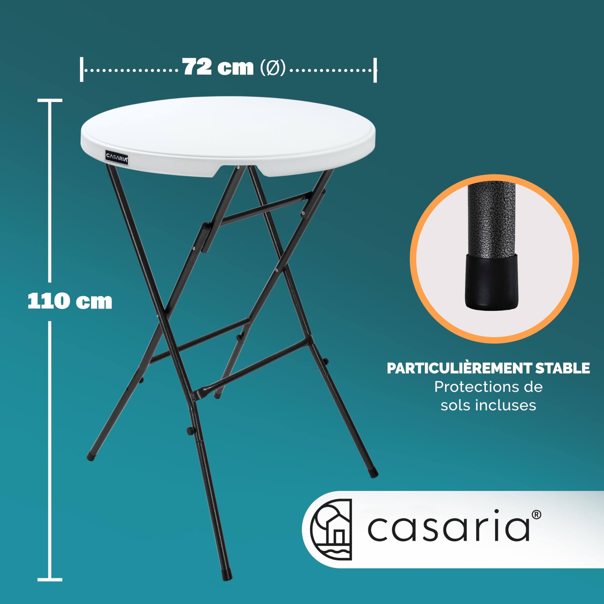 Casaria® Table Haute Pliable avec Housse Anthracite réutilisable Infroissable Mange Debout 110 cm Bar bistrot Jardin Cocktail