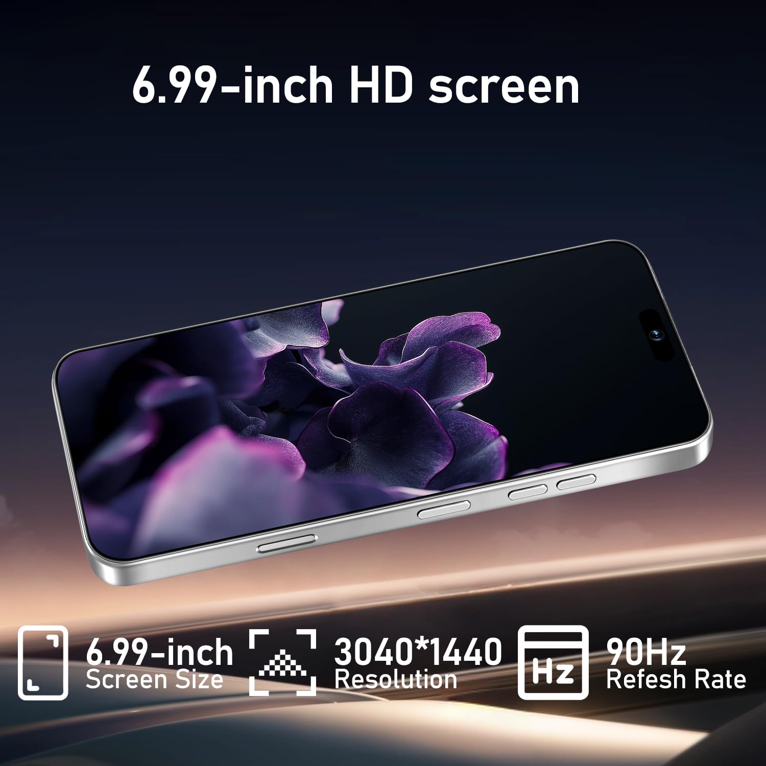 Unlocked 16PROMA X Smartphone: 6.99" HD+ Display, 7000mAh Long-Lasting Battery, 12GB+512GB Massive Storage, 108MP AI Camera, High Performance Android Phone for Gaming & Work (Purple)