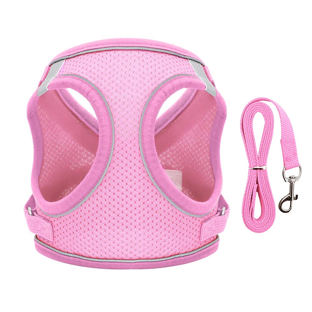 Harnais pour chien et chat rose M gilet ajustable nylon pour stopper la traction