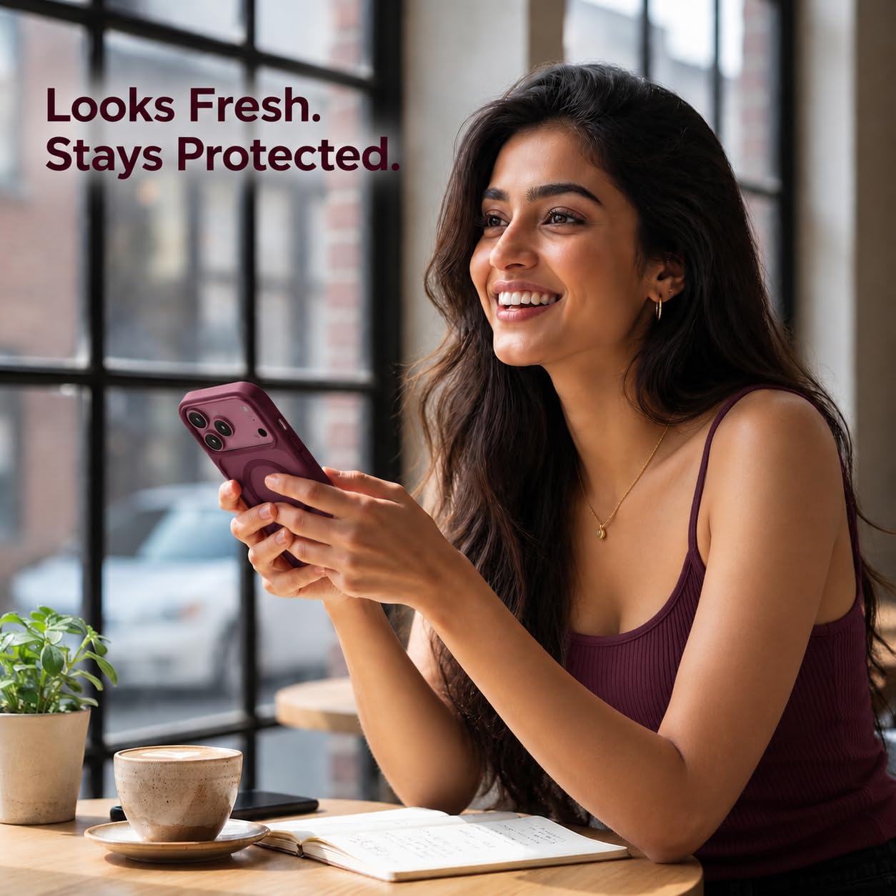 EGOTUDE for iPhone 18 Pro & iPhone 17 Pro Case, Frosted Translucent Matte Hard Back Cover Compatible with Mag-Safe (Burgundy) — Amazon image 8