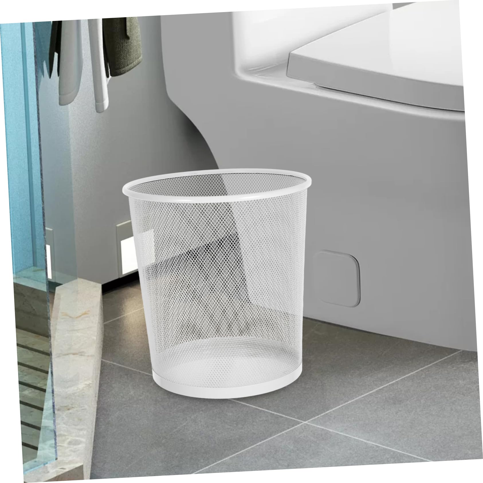 Didiseaon Cestino per Rifiuti Rotondo in Ferro Bianco Apertura, Design Elegante e Capacità Capiente, per Ufficio e Casa