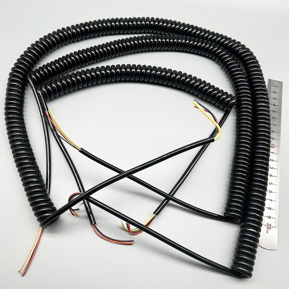 Kabel spiralny sprężynowy 20AWG czarny kabel spiralny sprężynowy odporny na zimno przewód zasilający 4-żyłowy zwijana cewka (rozciągliwość 3,75 m)