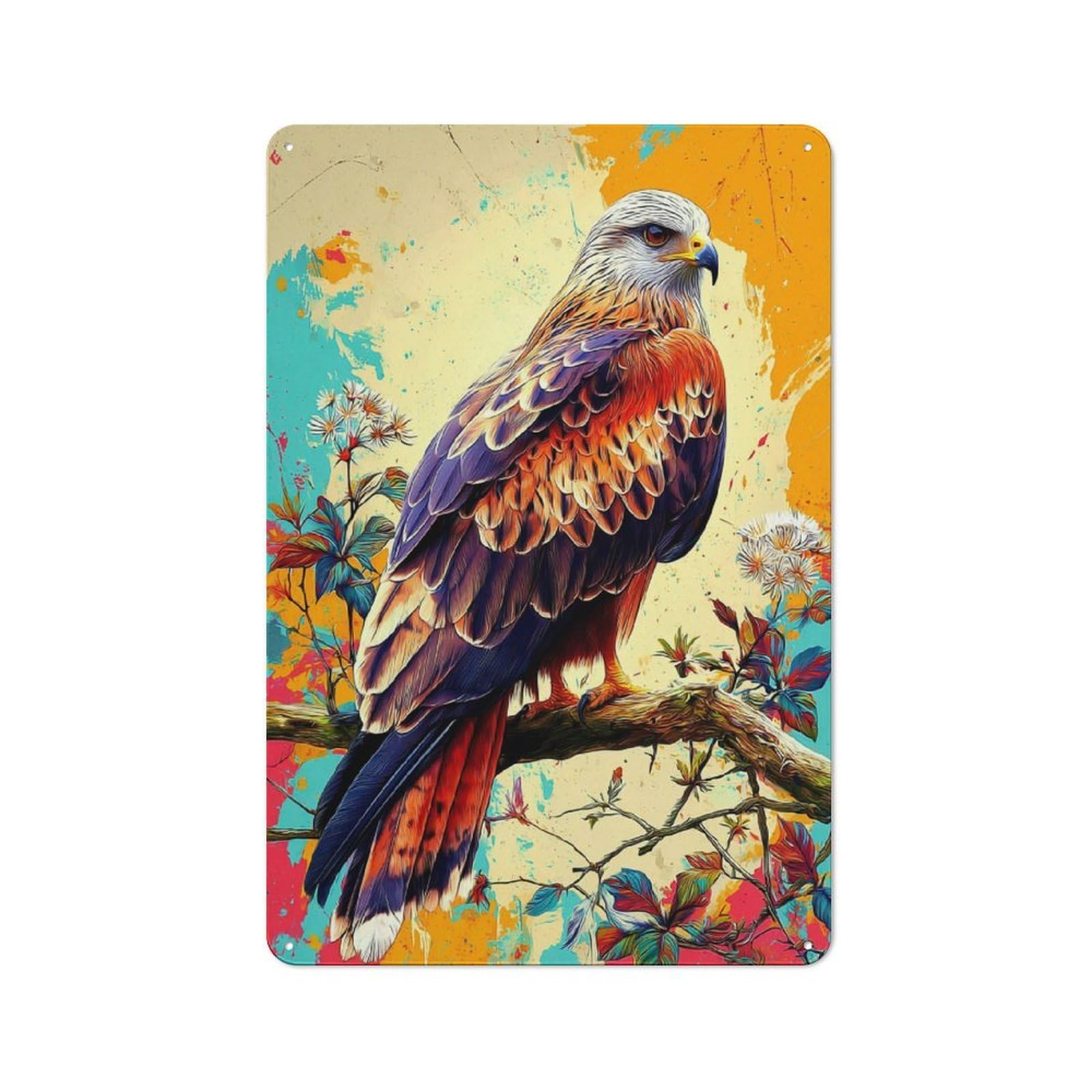 Industrial Colorful Eagle Artwork -1 Tin Sign 30x20cm, Garage Wall Decor for Garage, Hobby Room, Office Or Man Cave