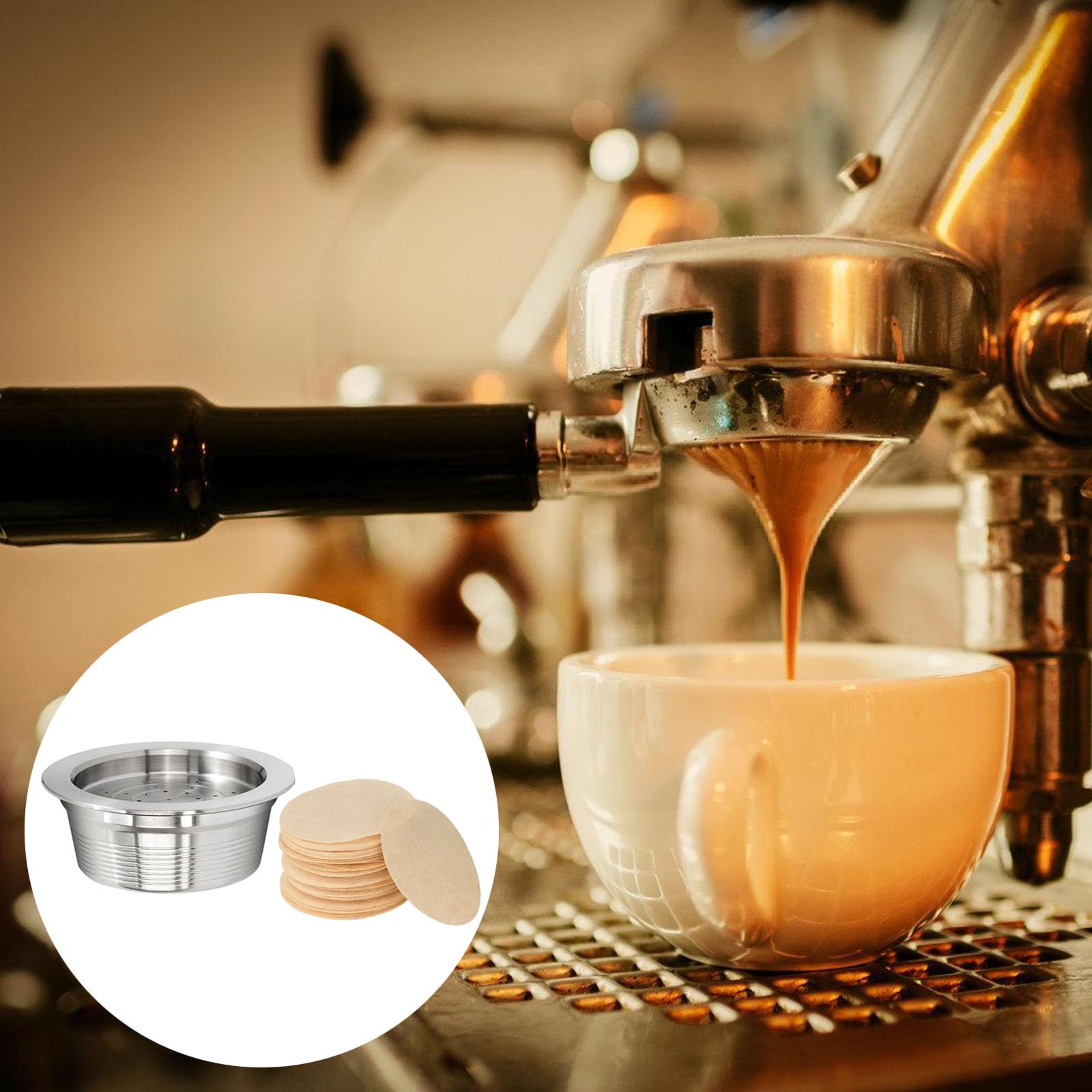 El juego de filtros de café permanentes de acero inoxidable incluye 100 cápsulas de café desechables adecuadas para uso doméstico o de viaje, cápsulas de café de acero inoxidable