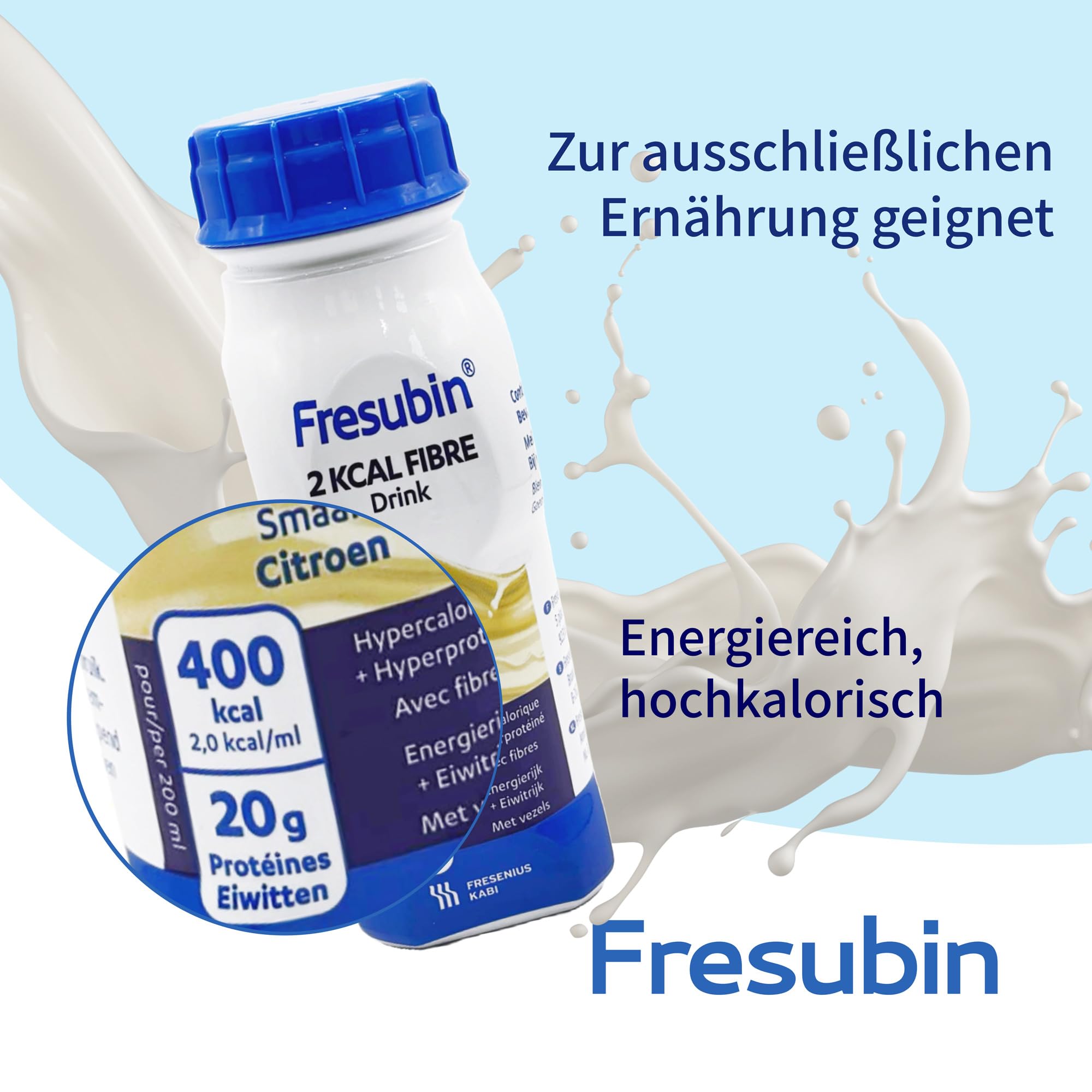Fresubin 2 KCAL Drink - Hochkalorische Trinknahrung von Fresenius Kabi in 6 Geschmacksrichtungen, 400 kcal pro Flasche (200 ml (4er oder 24er Pack)) (200 ml (24er Pack), Lemon)