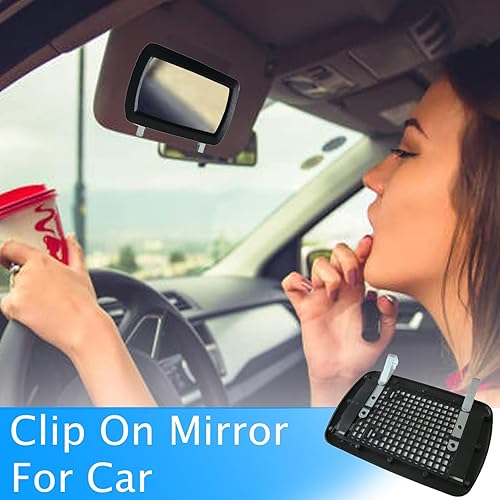 Miniatura 2 de ZWZCYZ Paquete de 2 Espejos de Visera con Clip, Espejo de Visera de Sol para Coche Espejo de Tocador HD Espejo Cosmético con Protección Solar con