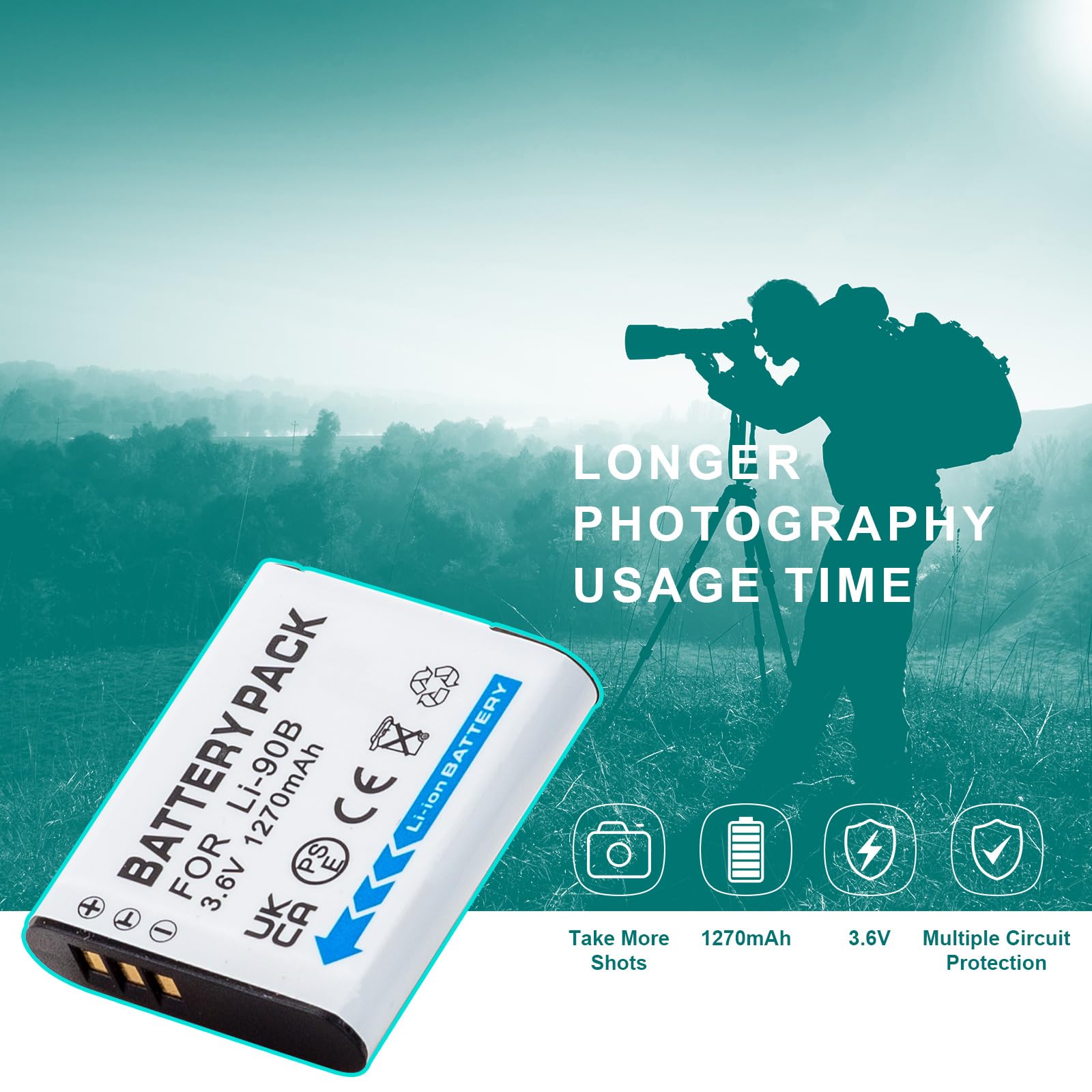 Marveleese Premium Li-90B Li-92B Und DB-110 Batería Inteligente Sistema De Batería - Compatible Con Ricoh Theta X GR III Olympus XZ-2 Tough TG-3 TG-4 TG-5 TG-6 TG-7 SH-50 SH-60 SP-100 EE SH-1