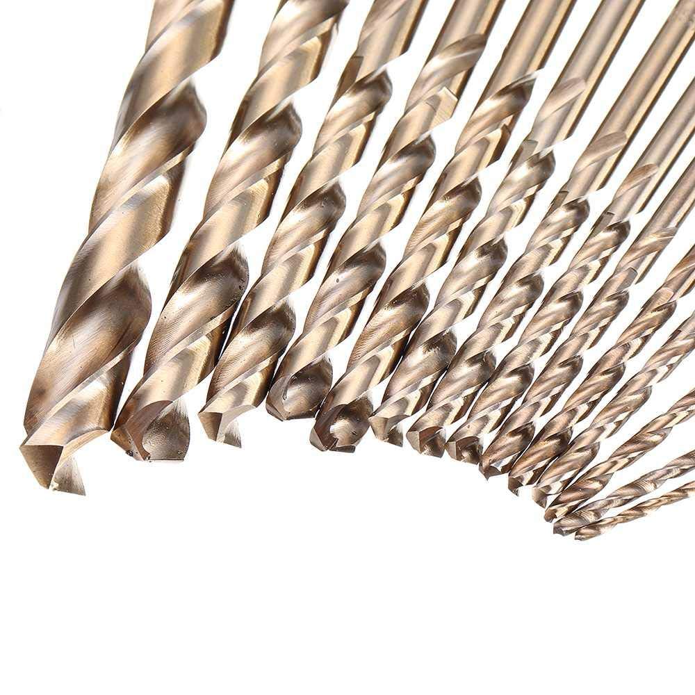 99pcs / box HSS-CO M35 Set di trapano Cobalto 1 5-10mm lunghezza Twist Drill con custodia in metallo per la perforazione in metallo legno