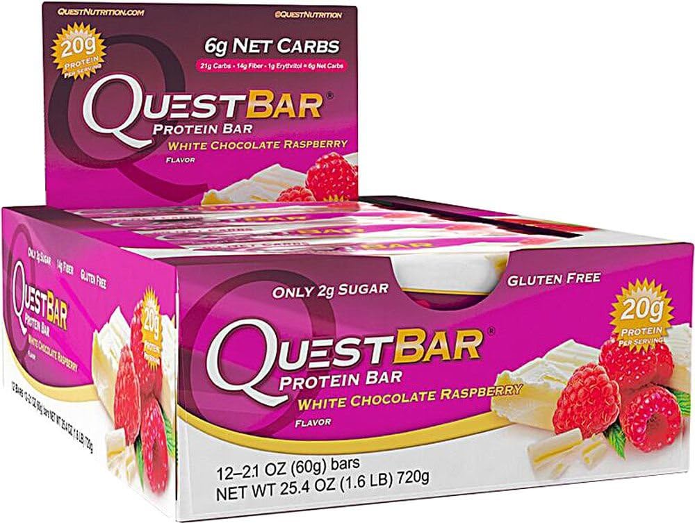 Nutrition, QuestBar, Protein Bar, White Chocolate Raspberry, 12 Bars, 2.1 oz (60 g) Each