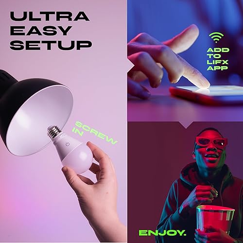 Miniatura 5 de LIFX Everyday - Bombilla LED inteligente A19, 800 lúmenes, 90+ CRI, cambio de color, regulable, Wi-Fi, compatible con materia, funciona con Alexa,