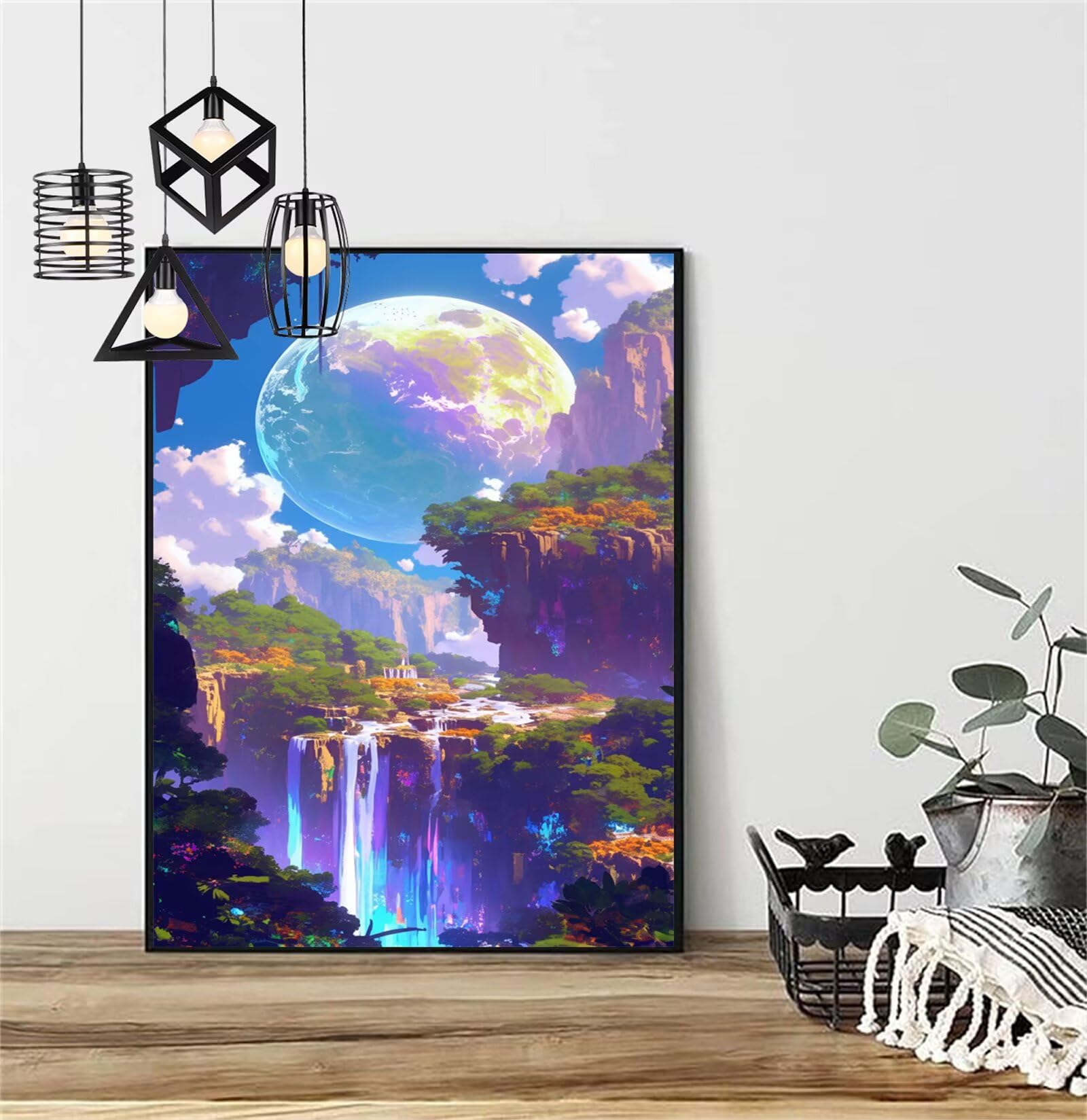 Diamentowe malowanie księżyc diament malowanie dzieci 60x90 cm 2025 krajobraz malarstwo diamentowe, DIY diamentowe rysunki ścieg krzyżykowy rzemiosło dla dorosłych, obraz diamentowy dekoracja domu