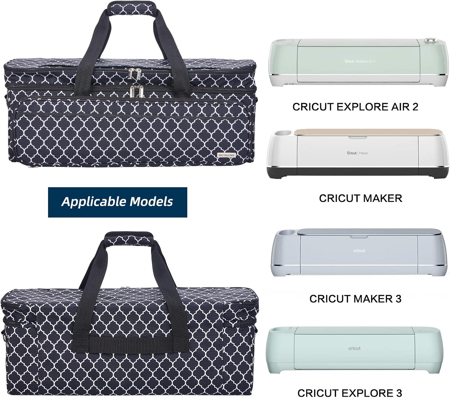Double Layer Carrying Case with Mat Pocket for Cricut Maker 4, Explore 4, Multi Large Front Compartments for Tools, Accessories and Supplies, Lantern Black