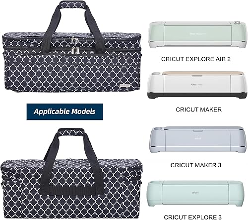 Miniatura 5 de NICOGENA Estuche de transporte de doble capa con bolsillo para tapete para Cricut Maker 4, Explore 4, múltiples compartimentos frontales grandes