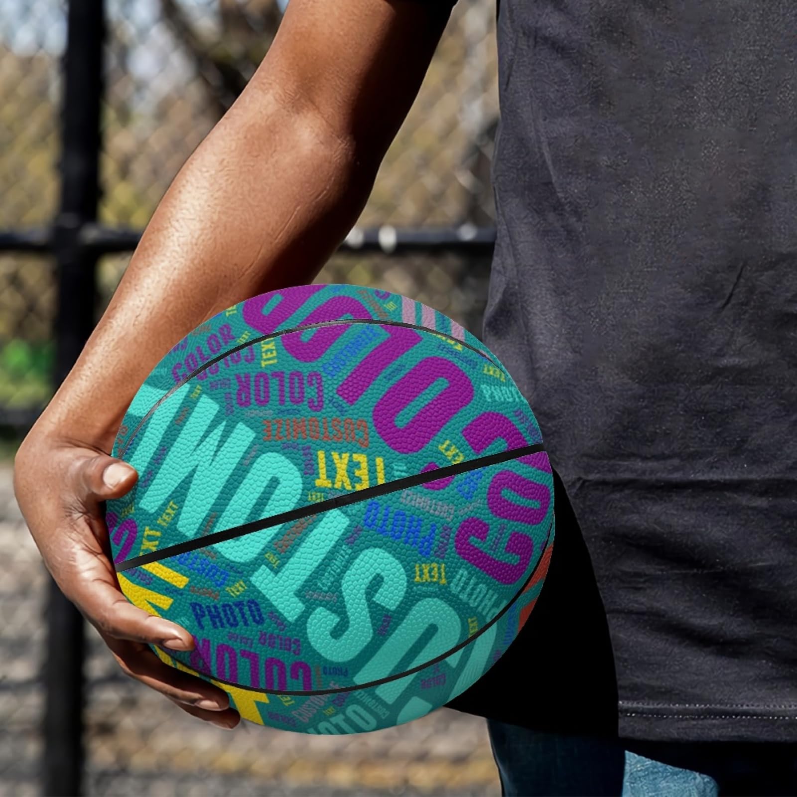 Ballon de Basket Personnalisable, Basket Personnalisable avec Votre nom Dessus, Taille 5 (27,5")/7(29,5"), Cadeaux Personnalisés, avec prénom et Texte Gravé Ballon de Basket