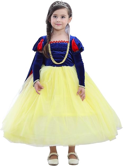 Amazon Co Jp Vinna 子供ドレス 白雪姫 ワンピースドレス スノウホワイト コスプレ 発表会 文化祭 イベント パーティー 記念撮影 女の子 コスチューム 110cm ホビー 通販