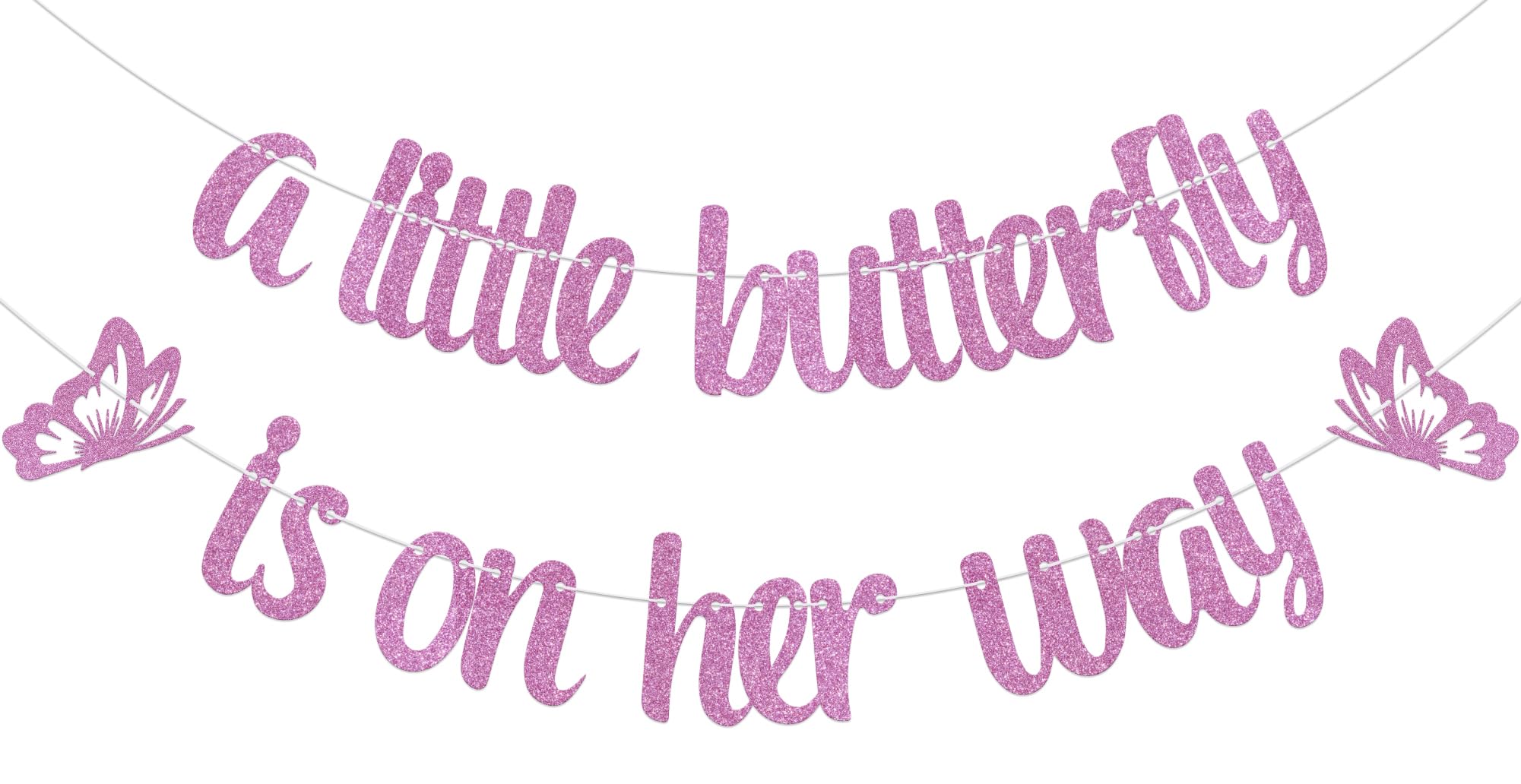 Aumccxz A Little Butterfly is on Her Way Banner Butterfly Baby Shower Decorations A Little Wildflower is on the Way Baby Shower Gender Reveal Party Decorations Pink