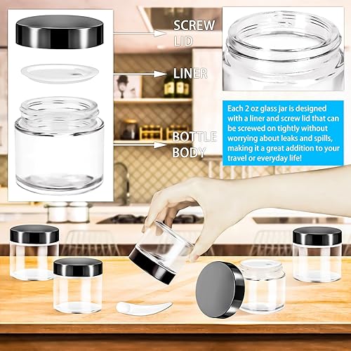 Miniatura 54 de MotBach Paquete de 3 tarros de vidrio de 16 onzas con tapas, recipientes redondos de vidrio transparente de 16.2 fl oz, tarros de maquillaje, tarro
