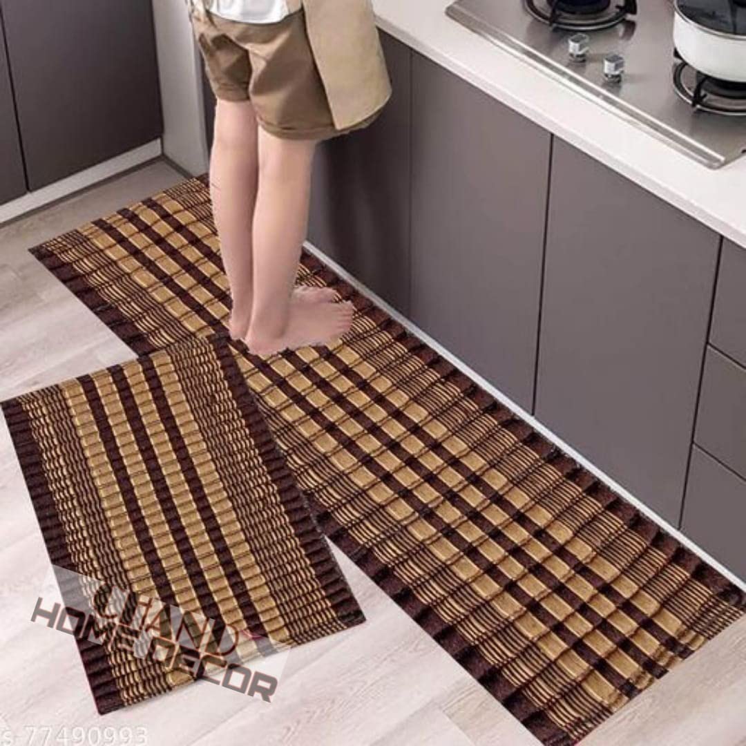 Chand Home Decor Cotton Kitchen Floor Mat & Runner, Use Kitchen and Bedroom and Other 120cm and 40cm - (Brown)-image-9