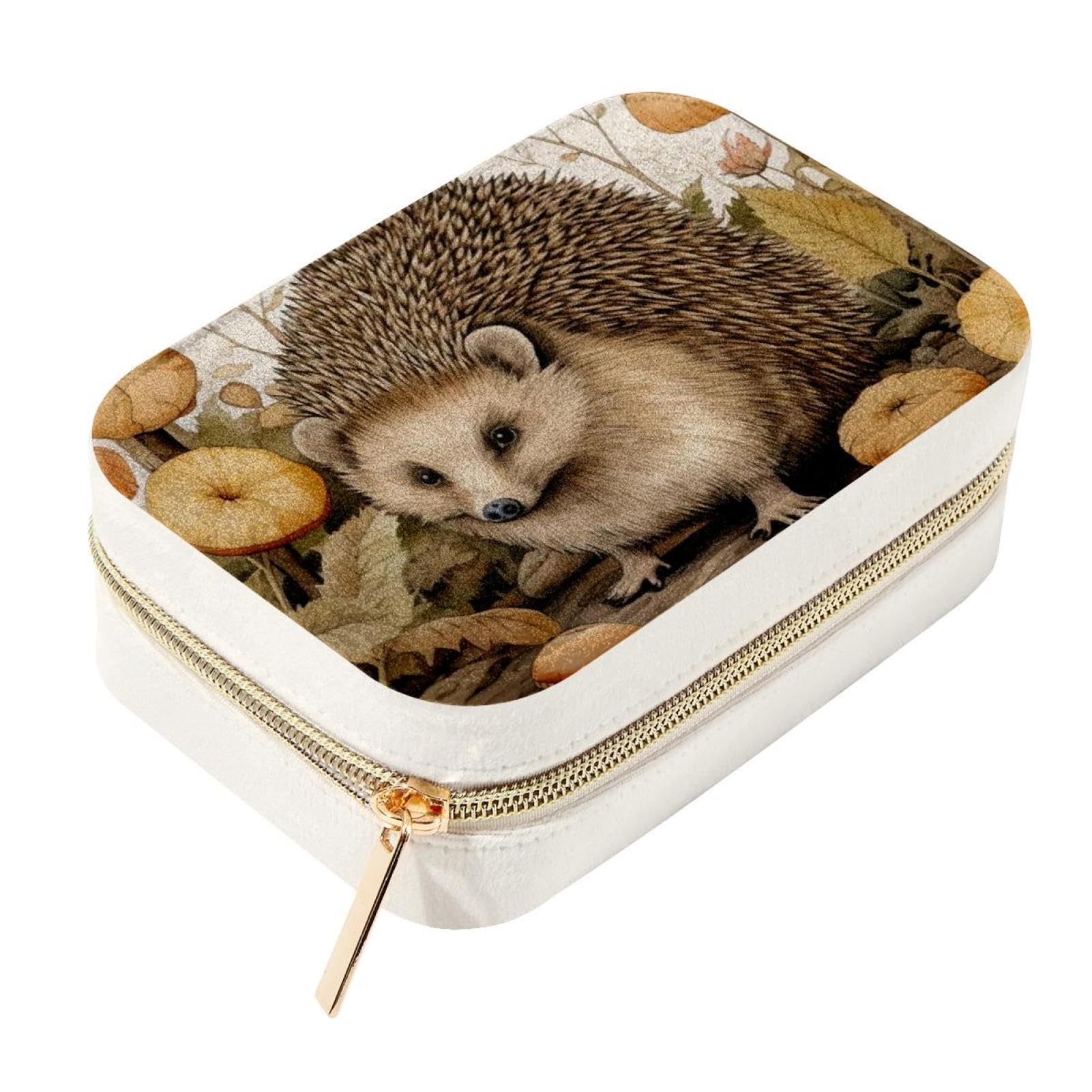 Boîte à bijoux de voyage hérisson en velours pour ranger vos bagues en week-end