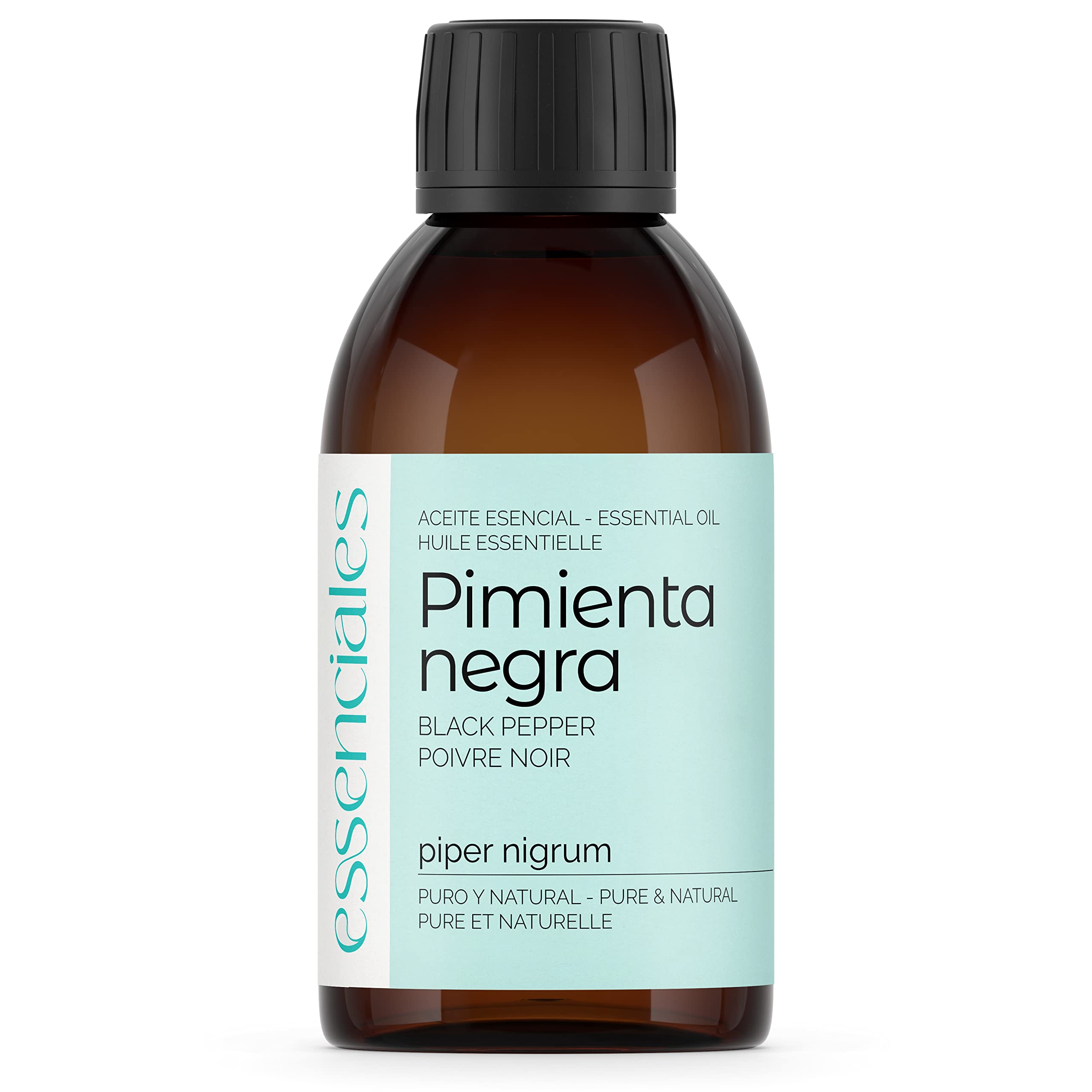 ESSENCIALES Aceite Esencial de Pimienta negra 200 ml – 100% Puro y Natural – Aroma Herbal y Especiado – Ideal para Difusor y Aromaterapia