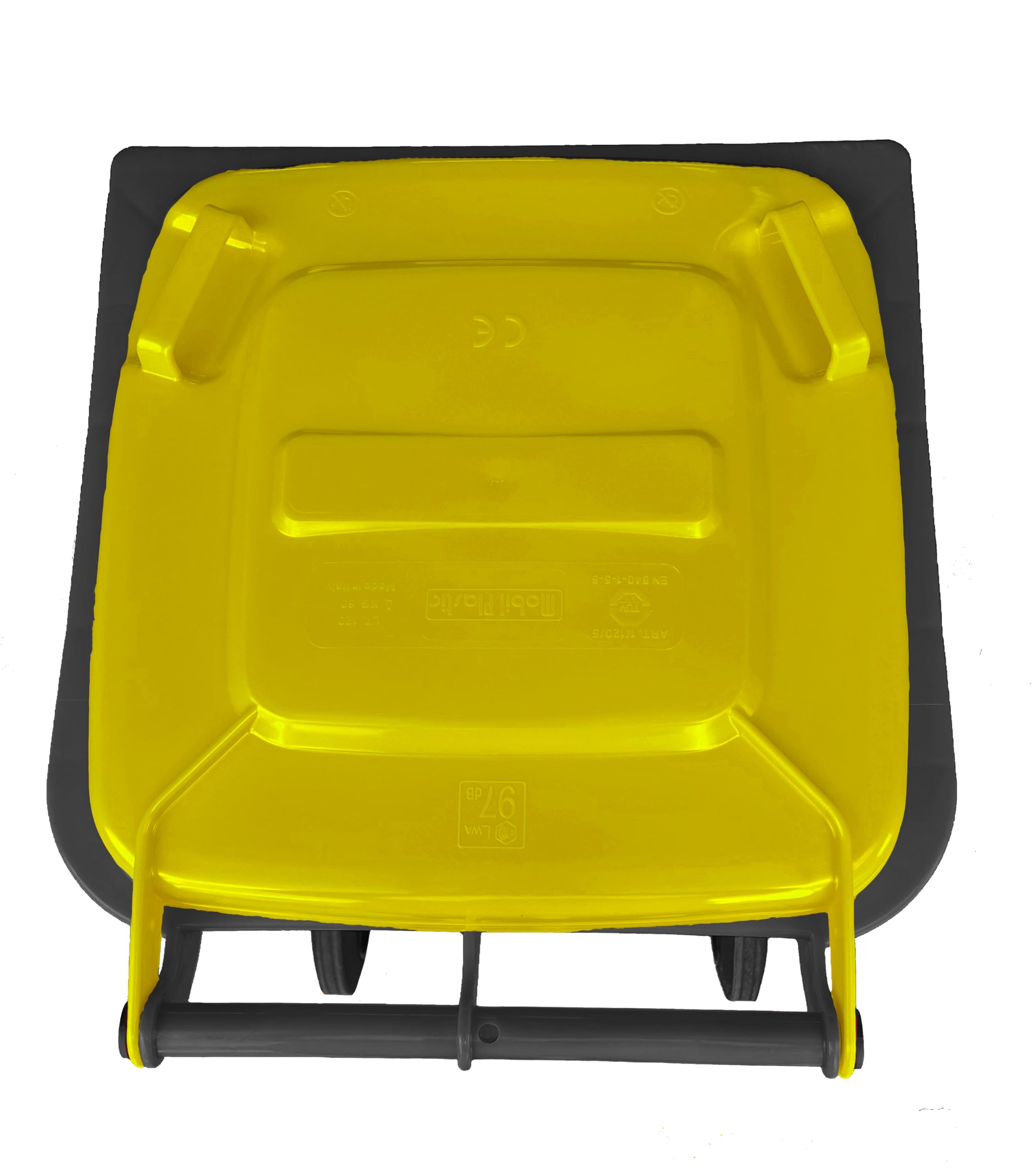 Mobil Plastic Poubelle à roulettes 240 L Gris Jaune Uni EN 840 pour tri sélectif extérieur