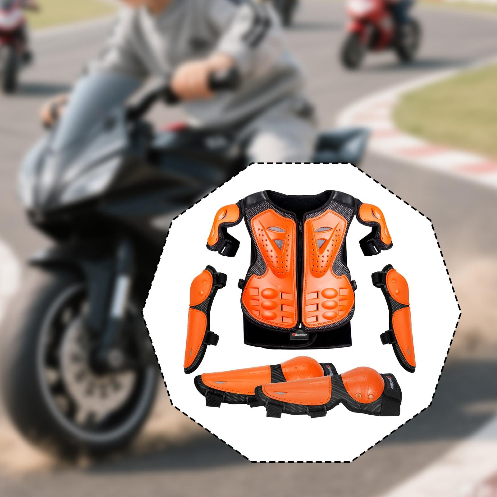Kids Kit Protection Corps Entier Enfant Gilet Armure Poitrine Colonne Vertébrale Genouillères Coudières PVC