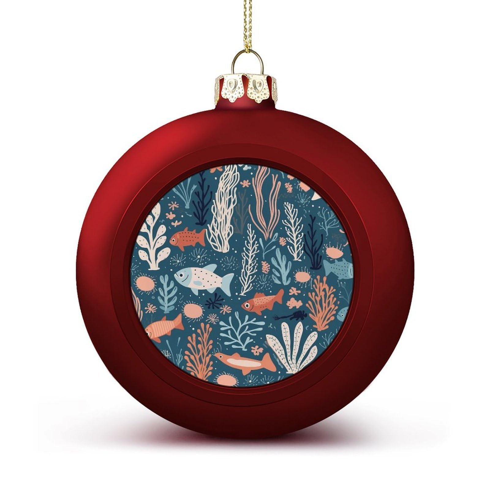 Corals and Plants Christmas Balls Ornaments for Xmas Christmas Tree 1.6" Hanging Shatterproof Xmas Balls Hanging Decor Pendants for Holiday Party Outdoor Indoor DIY Craft Supplies