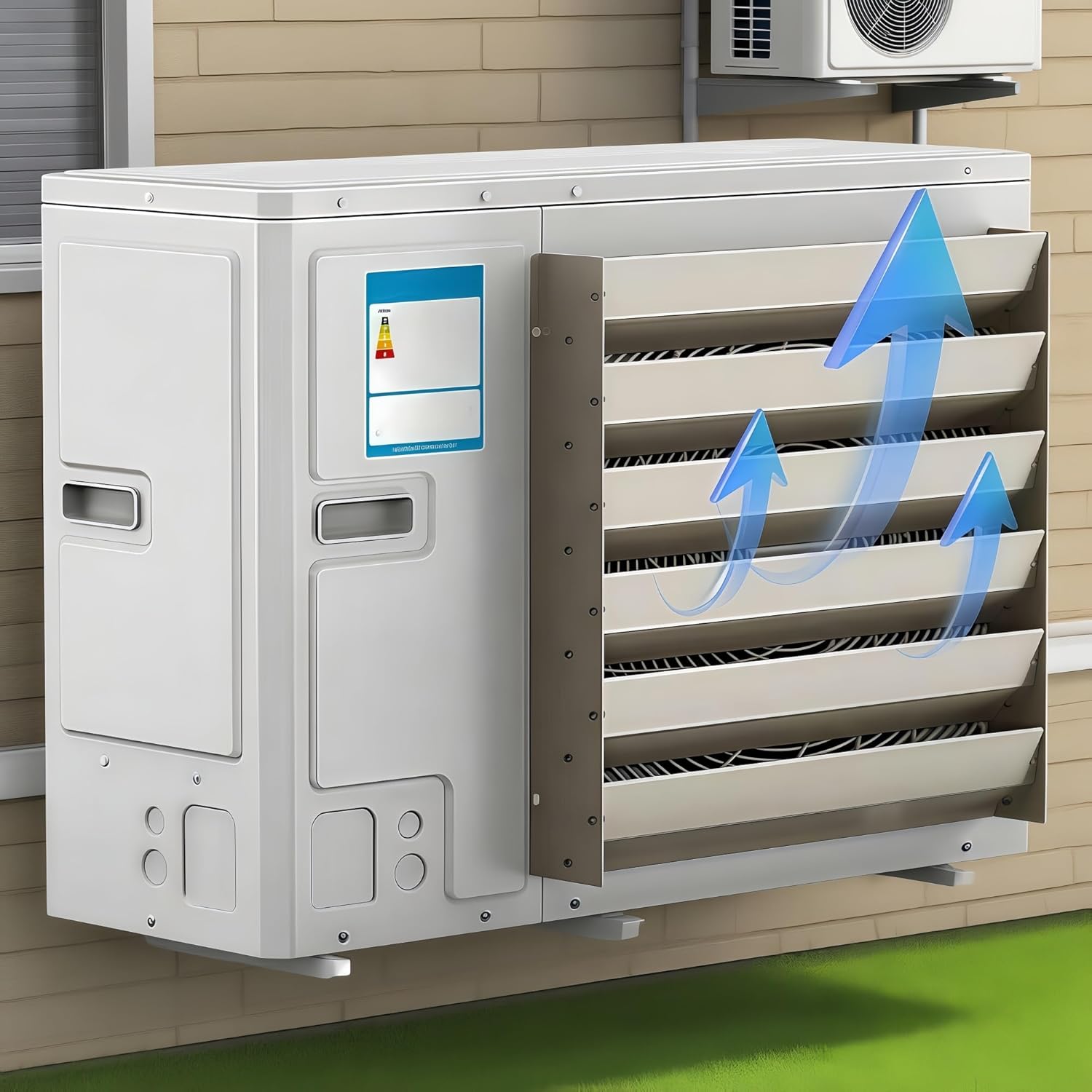 エアコン 室外機 盗難防止 室外機ルーバーエアコン排気ルーバー上向き室外機吹出しグリルエアコンガード風向き調整板 直風を防ぐ デフレ