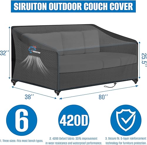 Miniatura 41 de SIRUITON Funda para sofá de 2 asientos, sofá biplaza, 51 pulgadas de ancho x 27 pulgadas de profundidad x 35 pulgadas de alto, funda impermeable