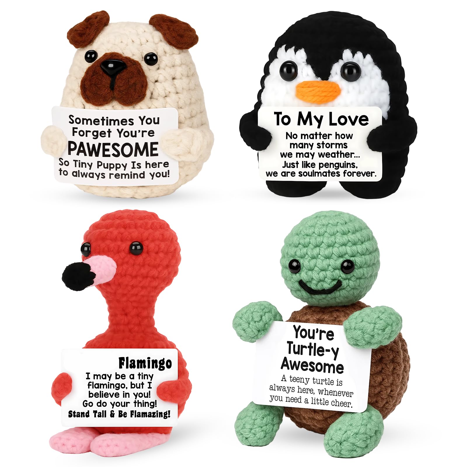 ZORVEXLYNX 4PCS Crochet Animals, Feel-Good Gift, Crochet Animals Handmade with Great Material for Desk Decor Car Accessories