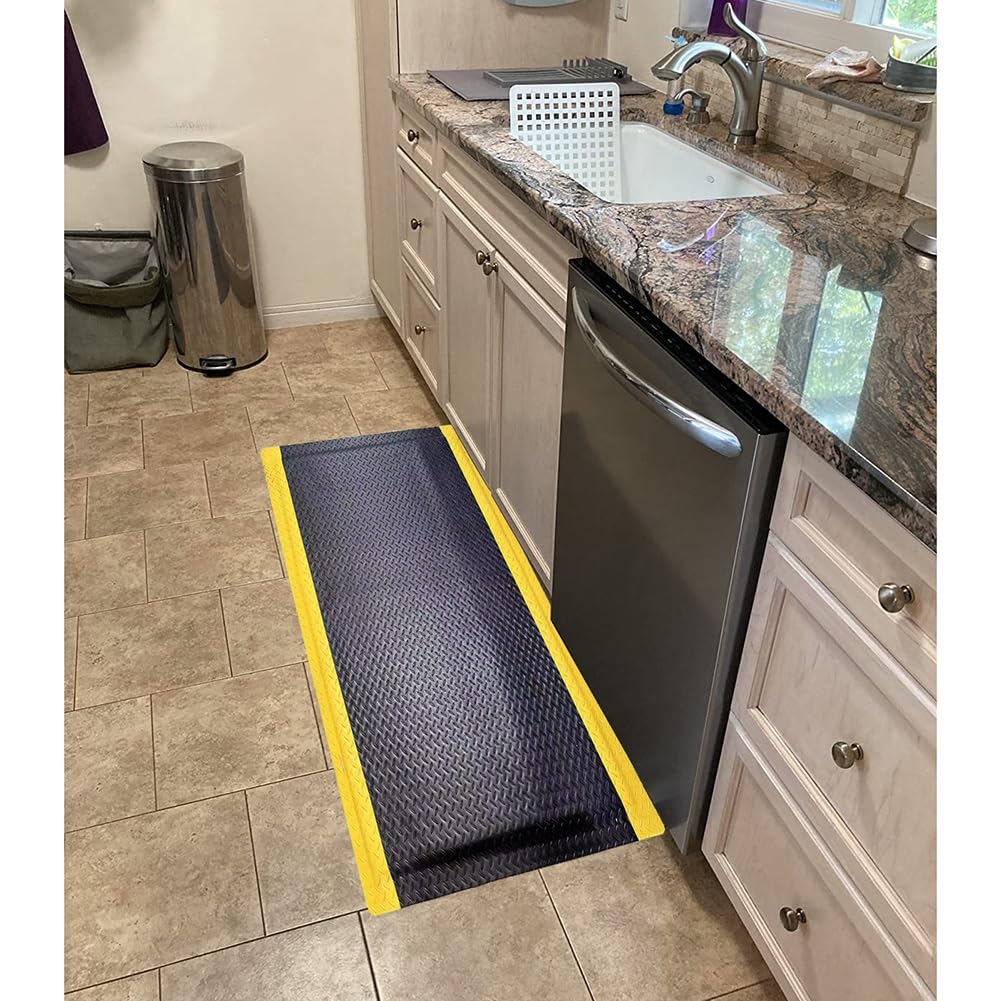 Industrial Sponge Floor Mat, 3/4 Inch Thick Carpet Runners - Non Slip Anti-Static, Diamond Patterned Surface, Easy to Clean & Move (Color : Black, Size : 60x80cm)