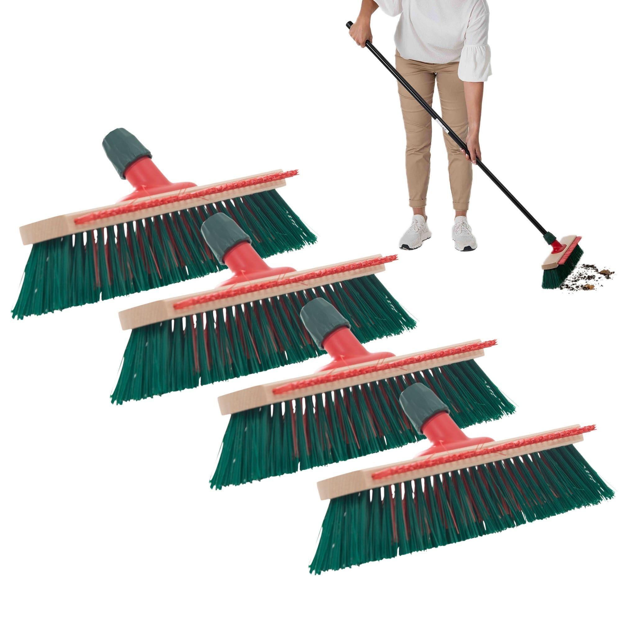 Novaliv Gartenbesen Elaston 40 cm 3 Stück Besenkopf mit Kratzleiste Elaston Borsten Besen draußen Straßenbesen Harte Borsten Terassenbesen Hofbesen Stallbesen Kehrbesen Industriebesen Outdoor Broom