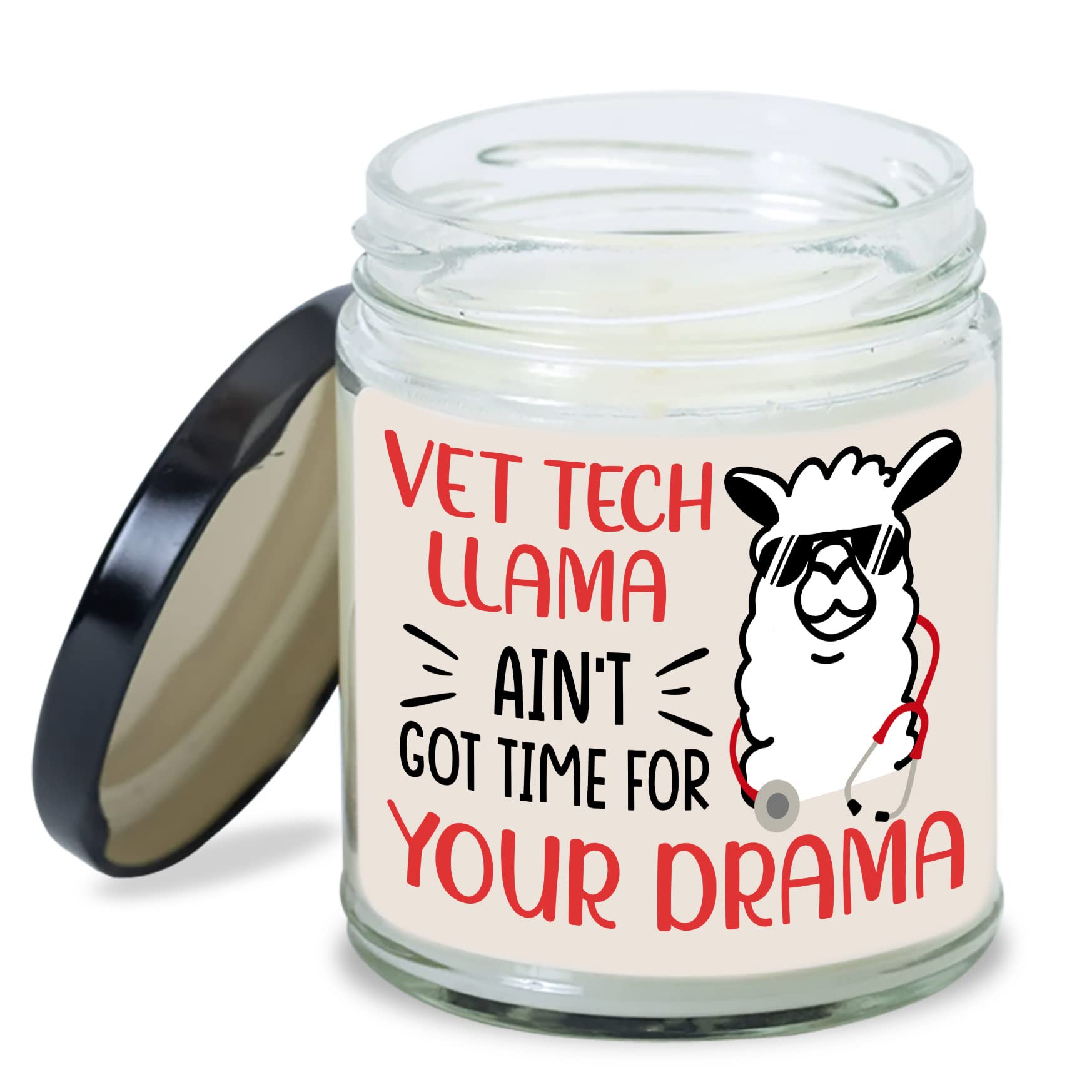 MEDROC Vet Tech Candle Vet Tech Llama Ain't Got Time for Drama Thank You Gift for Veterinary Coworker, Birthday Christmas Gift for Vet Tech, Veterinary Technician Week Gift Home Decoration