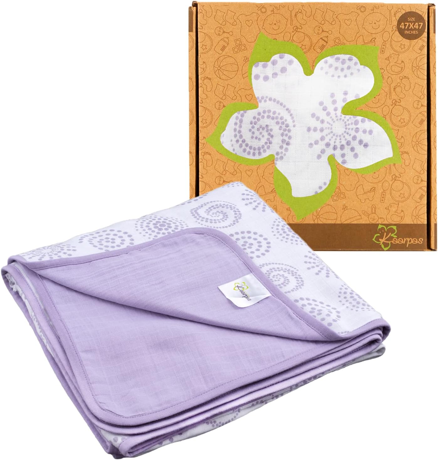 Kaarpas 3 Layered Quilt Blanket Baby Girls & Boys Upto 5 Years, Soft Dreamy 100% Organic Cotton Lightweight Newborn Nursery & Crib Blanket, Baby Shower Gift Comfortable Parachute Print 92x92 CM