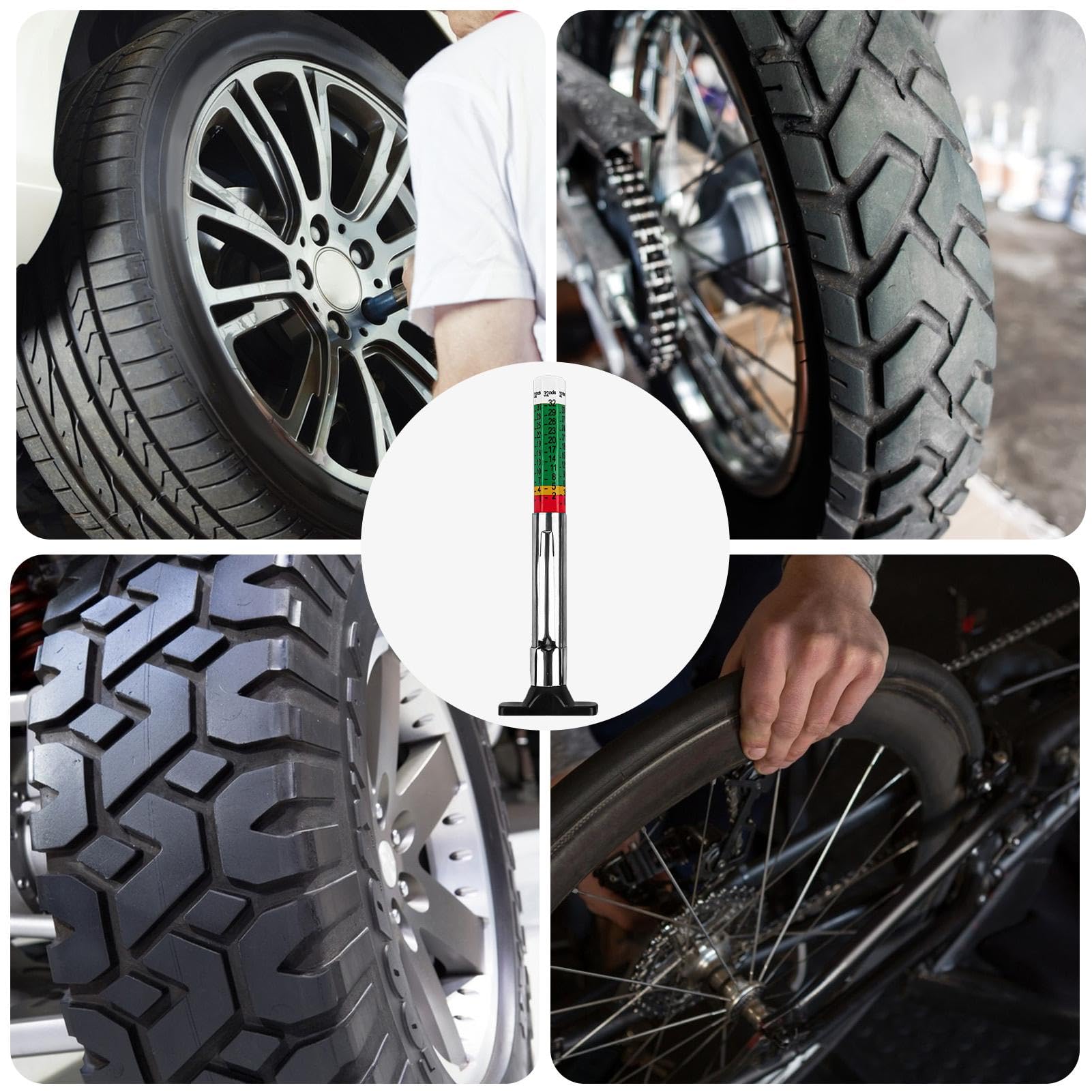 Medidor Profundidad Banda Rodadura Neumáticos | Con Código De Colores | Precisión 0-32 Mm | Para Coche, Moto Y Camión