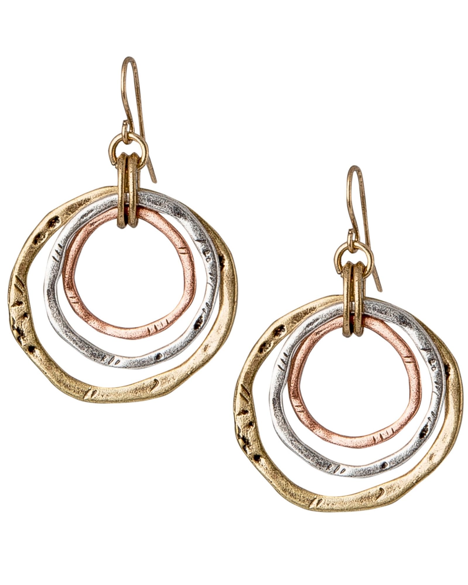 SPUNKYsoul 3 Circle Boho Earrings for Women – Handmade, Lightweight 2-Inch Dangle Earrings - Vintage Jewelry, Ideal Christmas Gifts for Women, Wife & Teenagers, Trendy Stocking Stuffers for Teen Girls