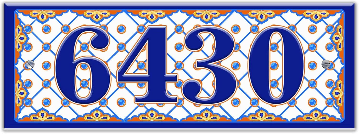 Talavera Mosaic Flower Tiles House Address Ceramic Tile House Number Medium Address Plaque